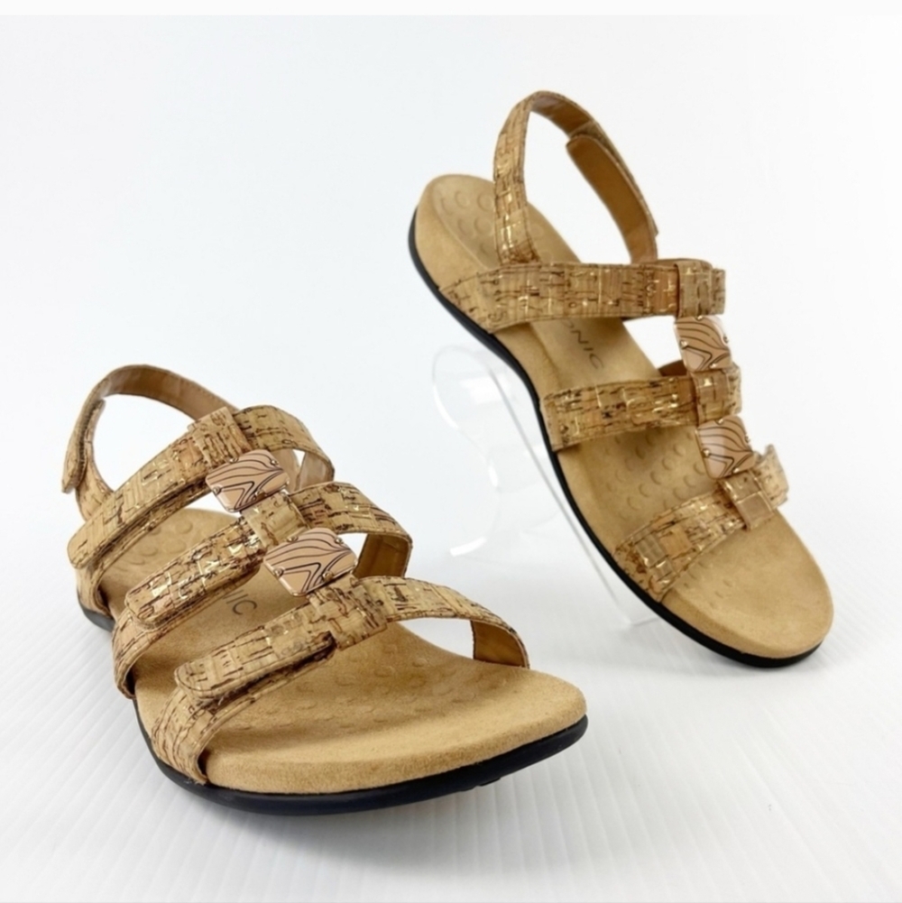 Vionic Womens Rest Amber Sandal Gold Cork Beaded Size 10 M